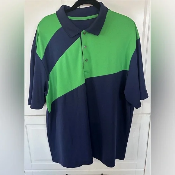Ben Hogan Men's 2XL Blue Green Golf Performance Polo Colorblock Golf Polo - Picture 2 of 5